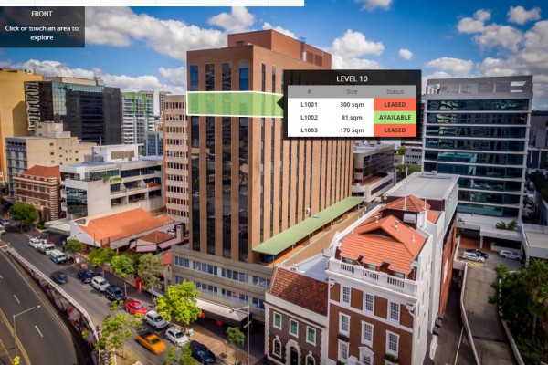Interactive commercial office building explorer by VizNavigator.com - Riverside Centre, Brisbane